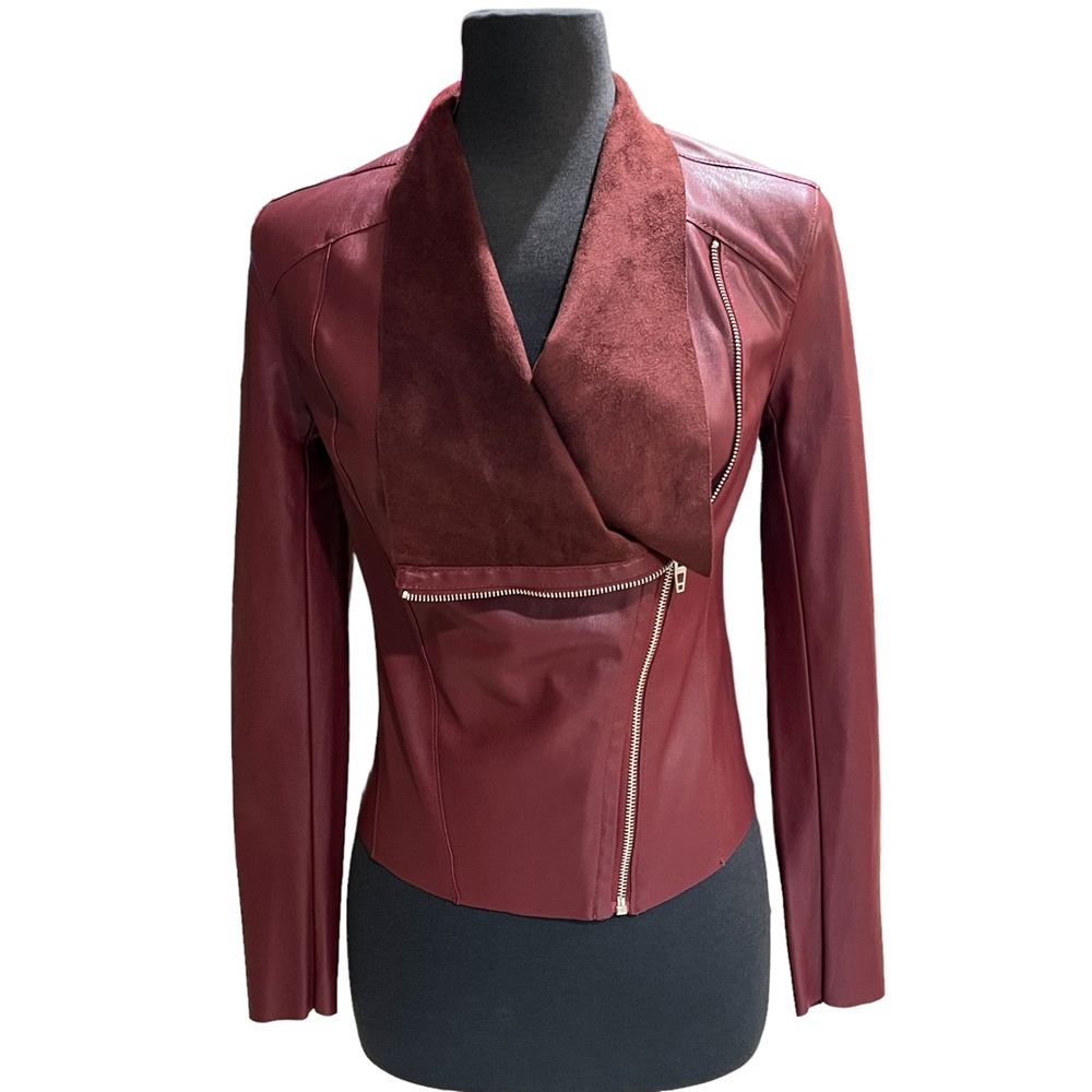 BLANK NYC Faux Leather Draped Jacket Zip Motto Jacket Size XS